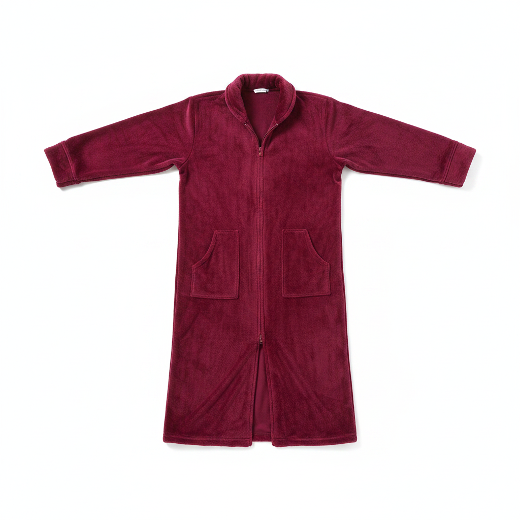 Peignoir Long Flanelle Jacquard - Chaleur & Douceur
