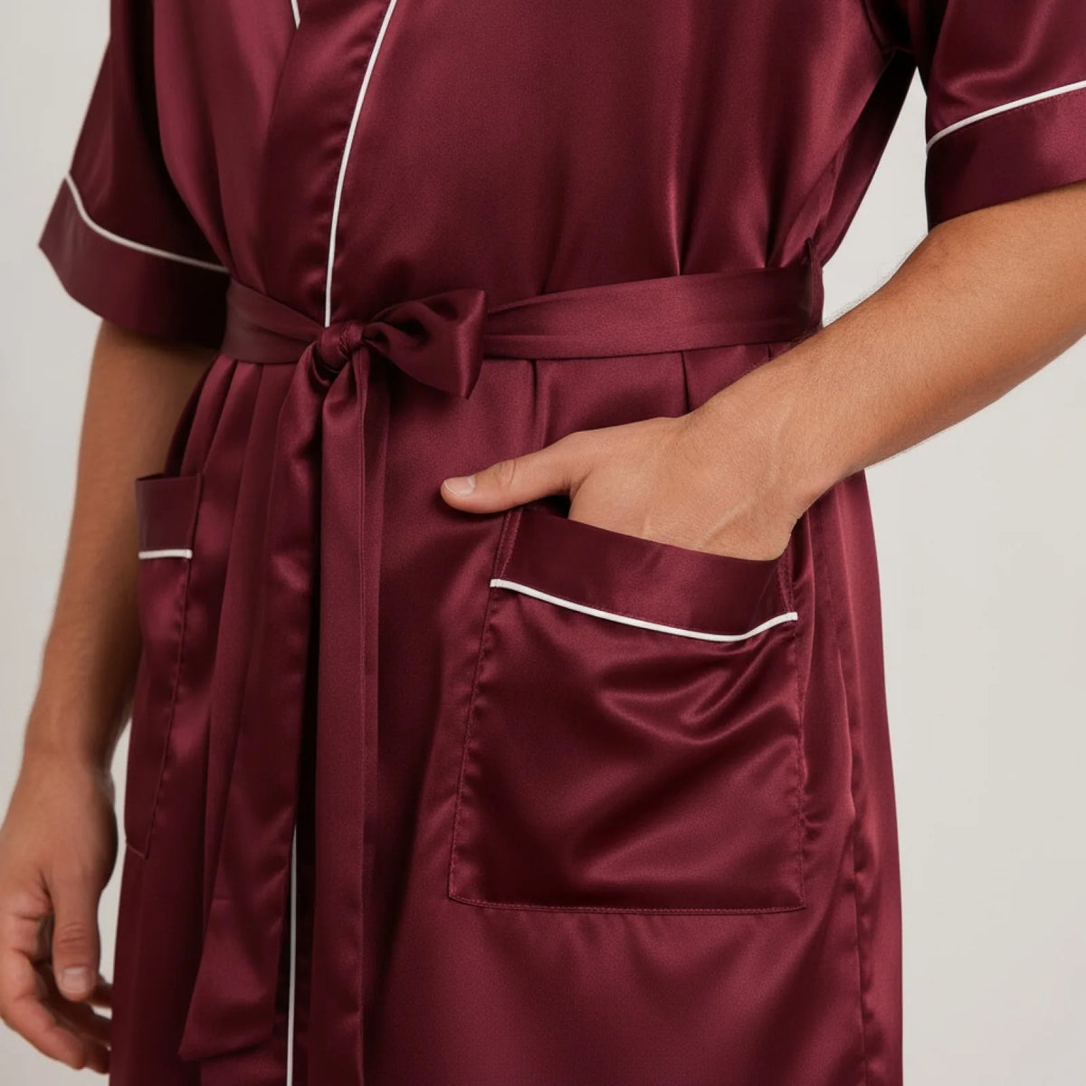 Peignoir Homme Satin Soie Kimono Confort Luxe