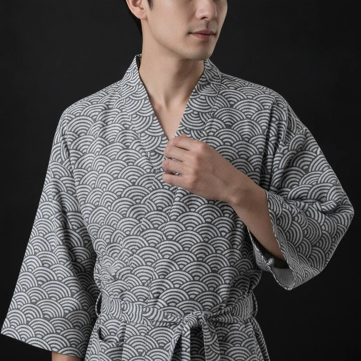 Peignoir Homme Coton Doux Style Samouraï