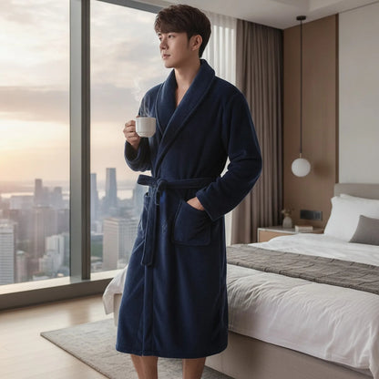Robe Kimono Homme Flanelle Épaisse Hiver