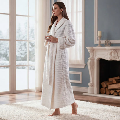 Peignoir Long Flanelle Jacquard - Chaleur & Douceur