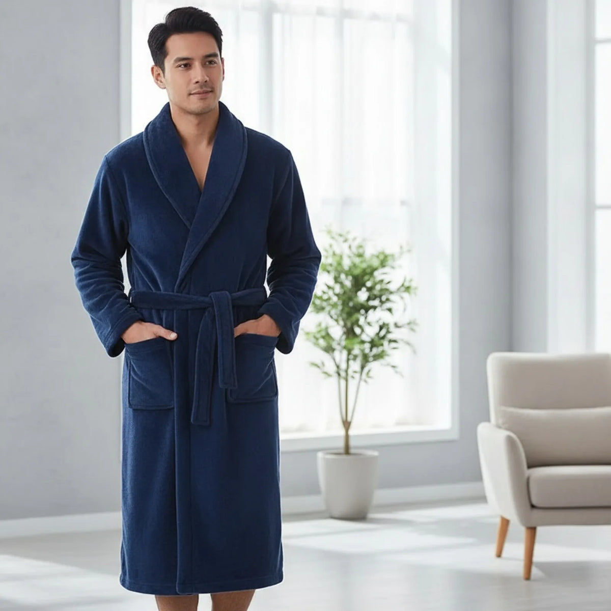 Robe Kimono Homme Flanelle Épaisse Hiver